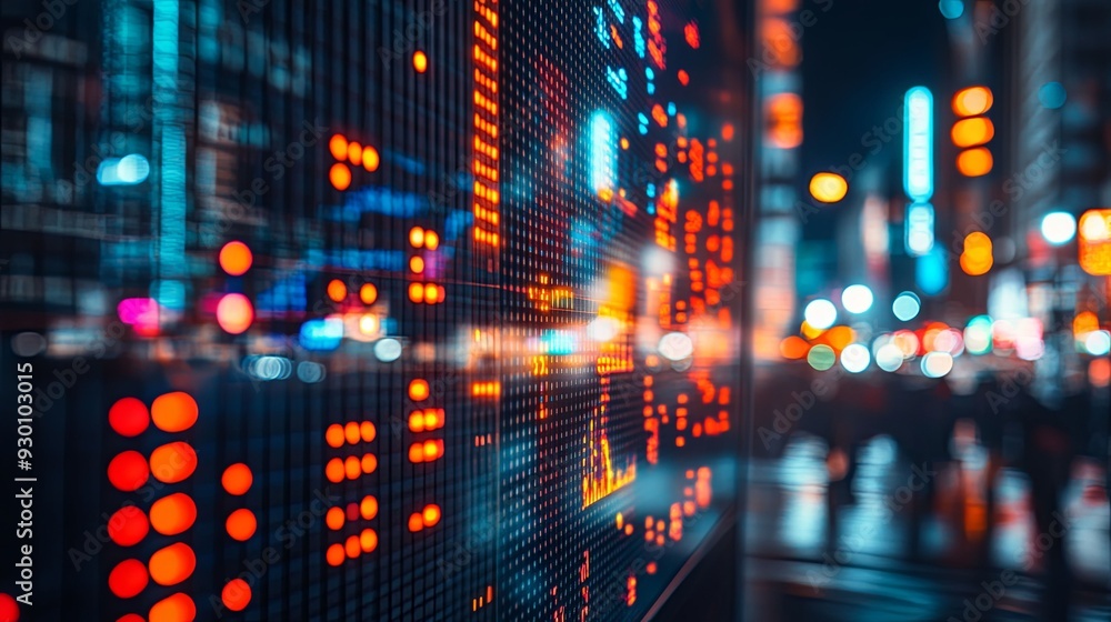 Dynamic stock market trading screen. Financial market analysis concept Dynamic stock market trading screen. Financial market analysis concept