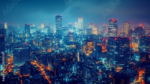 Captivating City Lights. Modern city skyline at dusk concept