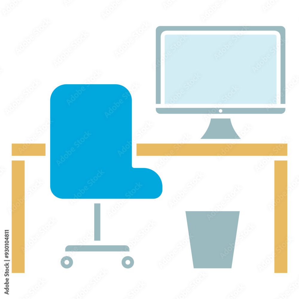 workbench with computer icon workbench with computer icon