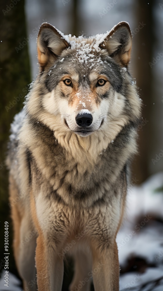 grey wolf setting on snow in the woods at winter 3d grey wolf setting on snow in the woods at winter 3d
