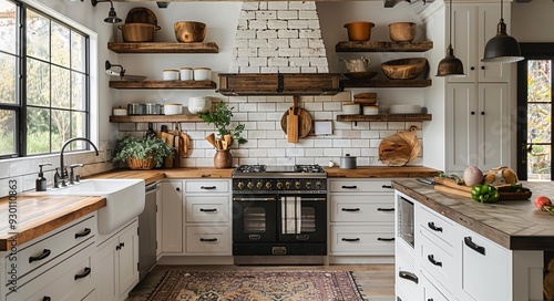 Beautiful Kitchen with Wooden Accents, Stainless Steel Appliances | Modern Farmhouse Inspired Design