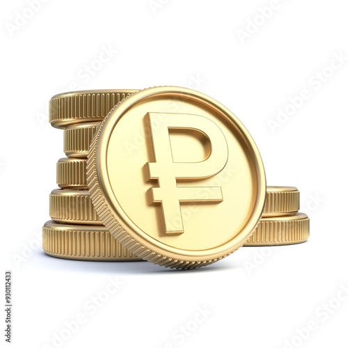 Obraz na płótnie Golden coins with ruble currency symbol 3D w salonie