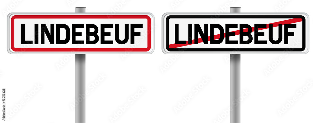 Panneau de LINDEBEUF à l'Entrée et à la Sortie - Fond Transparent ou Blanc Disponible Panneau de LINDEBEUF à l'Entrée et à la Sortie - Fond Transparent ou Blanc Disponible