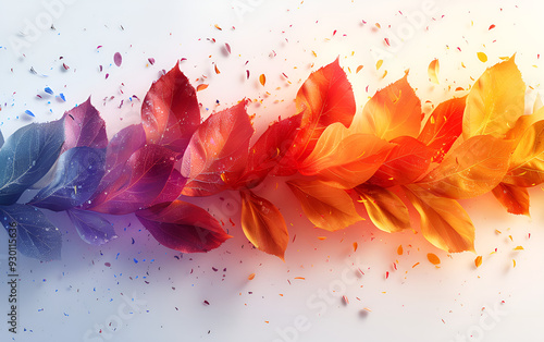 a colorful leaves on a white surface
