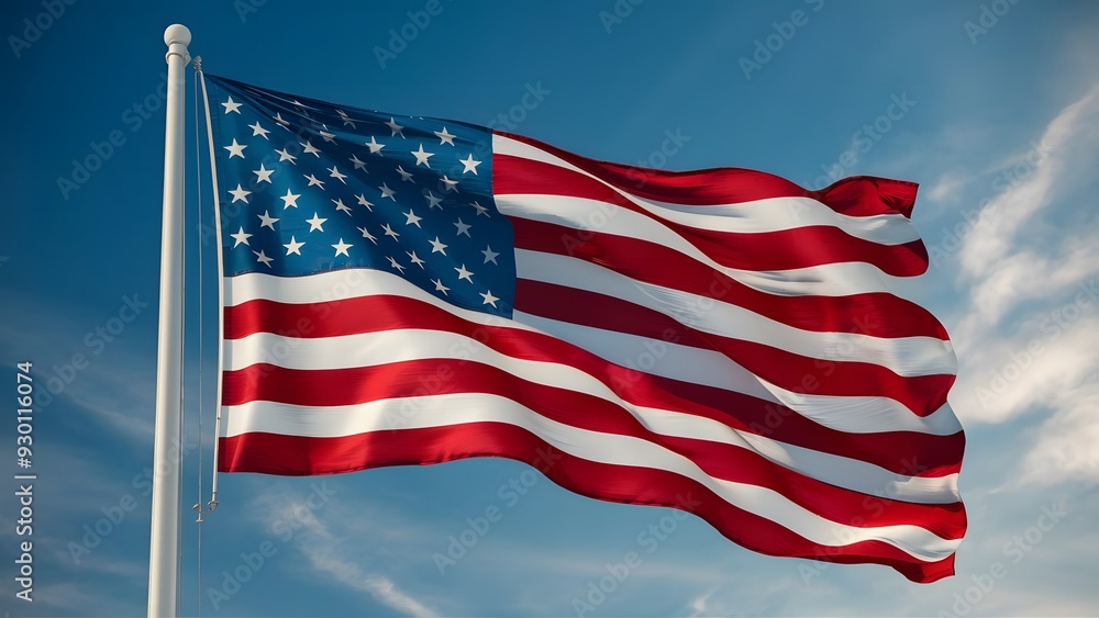 Fototapeta premium 3D National flag of America waving
