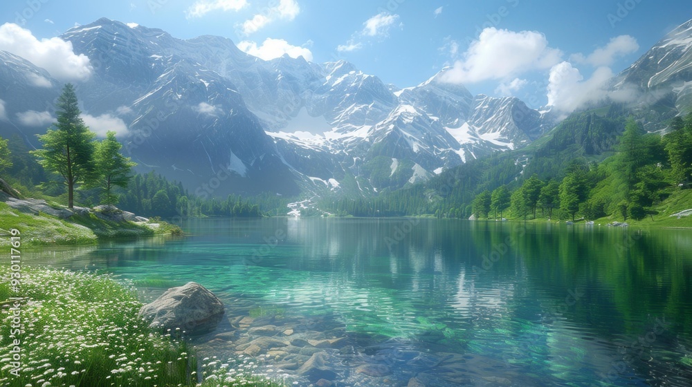 Fototapeta premium Alpine Lake in the Mountains