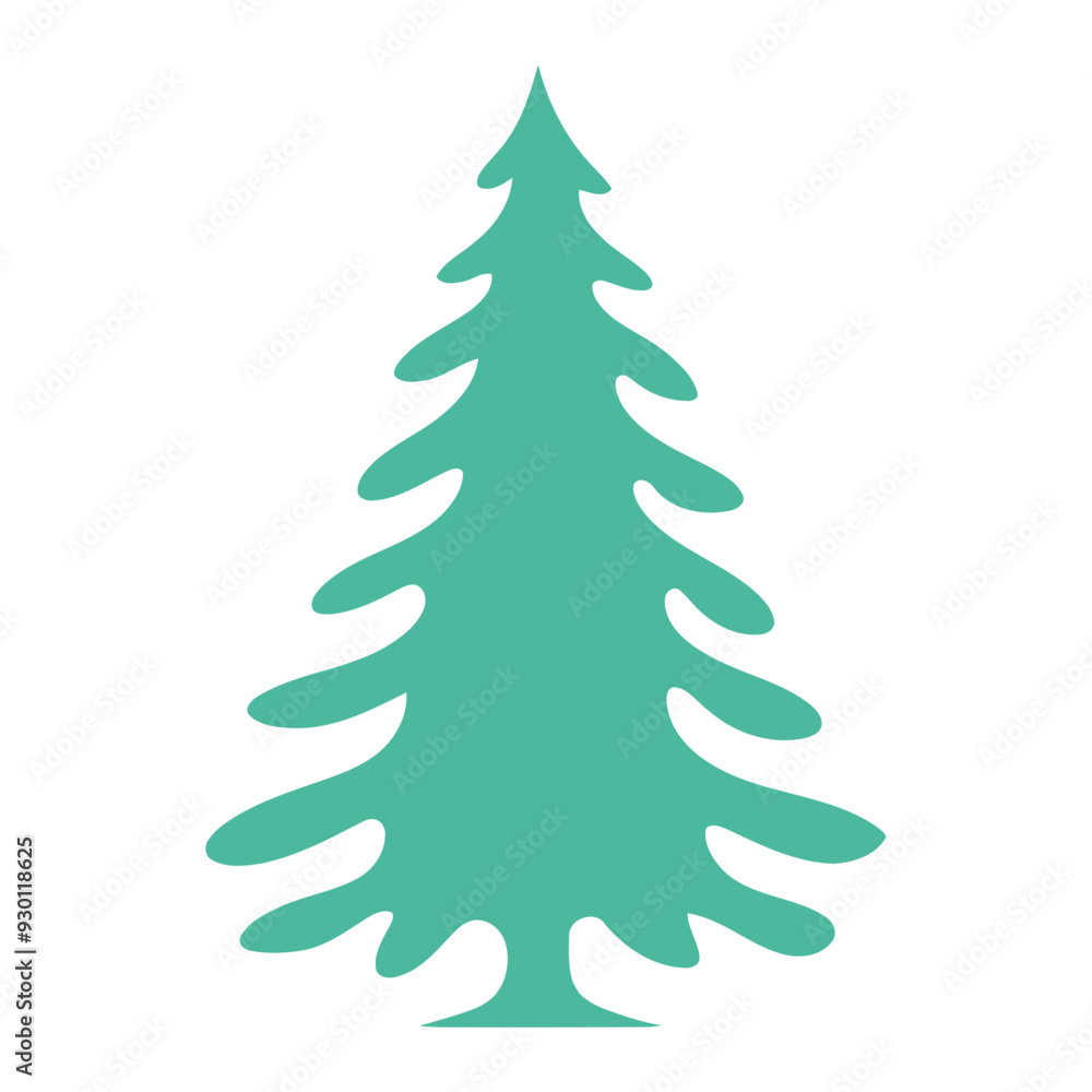A green pine tree silhouette on a white background A green pine tree silhouette on a white background