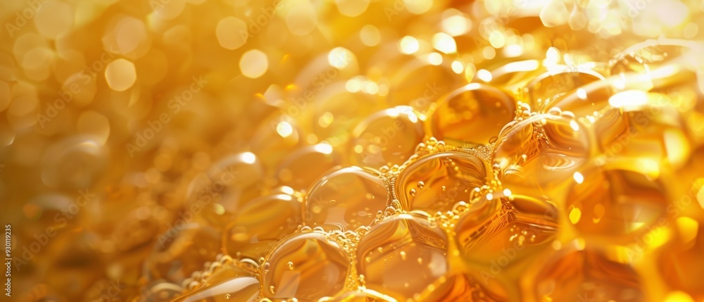 Close-up of oil bubbles on water shimmering gold, with Chinese character. The dominant theme of lustre and radiance in the image. Close-up of oil bubbles on water shimmering gold, with Chinese character. The dominant theme of lustre and radiance in the image.