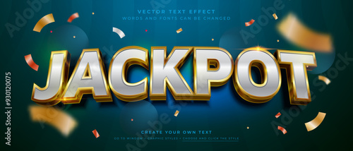 Jackpot bonus text effect on dark background, Gold and white vector graphic style