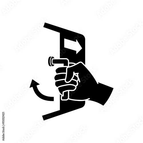 ISO mandatory safety signs_close and secure hatches in launch sequence symbol only	