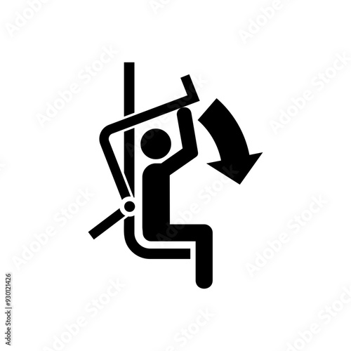 ISO mandatory safety signs_close safety bar of chairlift symbol only	