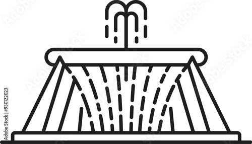 Fountain of wealth Singapore travel vacation icon. Vector linear symbol of abundance and life, largest fountain in world, beautifully illuminating Suntec city with its mesmerizing water displays