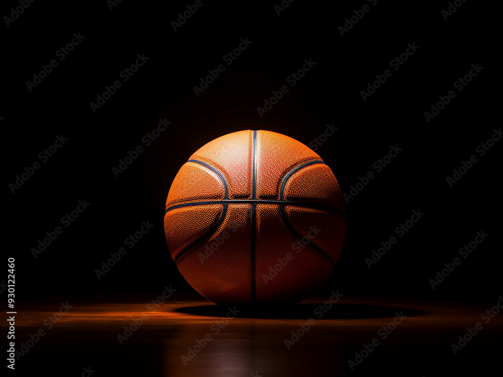 Obraz premium Basketball against a black background, symbolizing sports and fitness