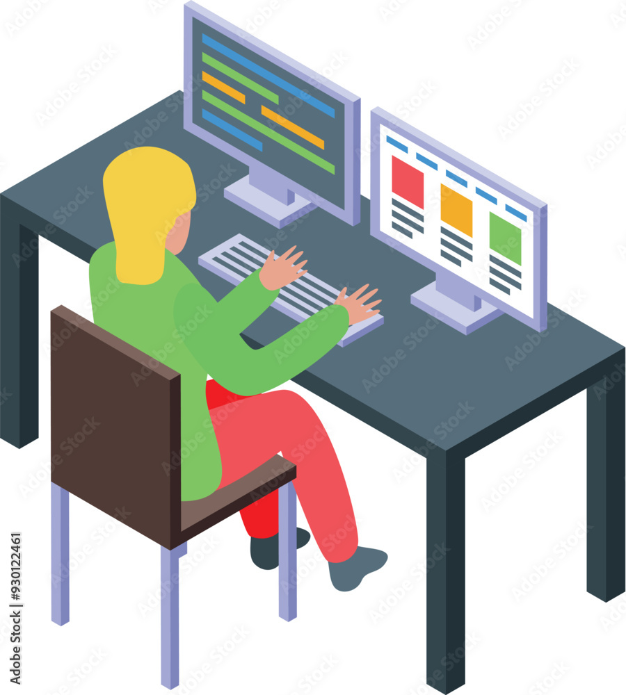 Web developer is programming a website, using html and css code on a desktop computer Web developer is programming a website, using html and css code on a desktop computer