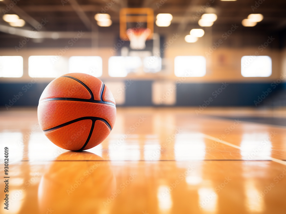 Basketball on an empty court for practice and training Basketball on an empty court for practice and training