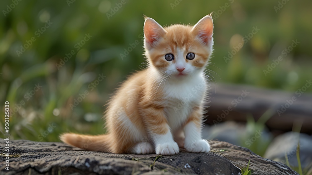 Obraz premium cat on the grass