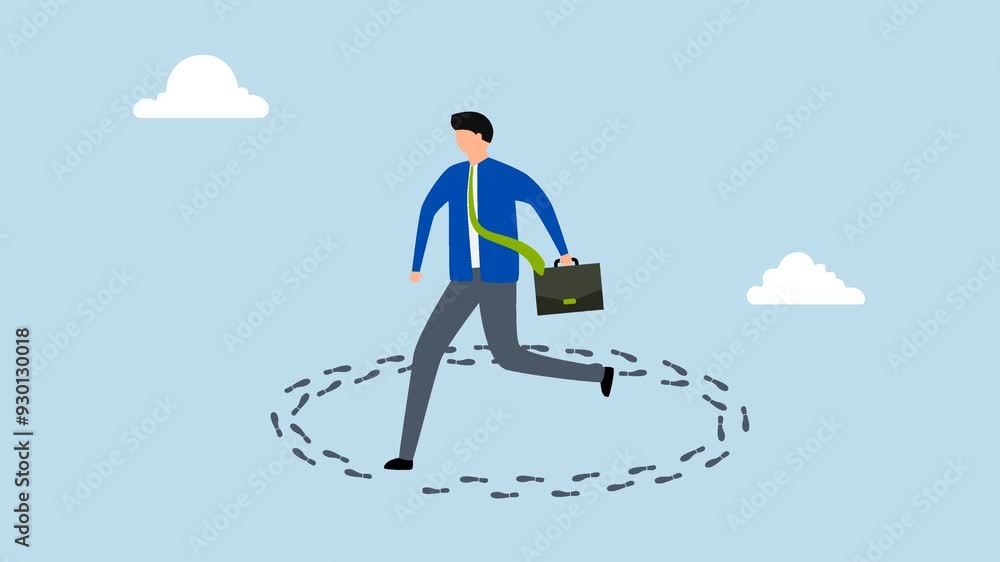Career path dead end, 4k animation of disillusioned businessman walking around with no way out. Career path dead end, 4k animation of disillusioned businessman walking around with no way out.