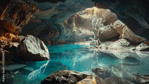 A hidden cave with a pool that shows visions of distant lands