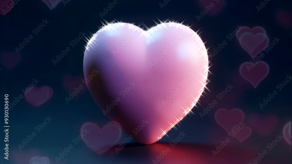 Pink heart shape with glitter effect on the side. 4k video animation Pink heart shape with glitter effect on the side. 4k video animation