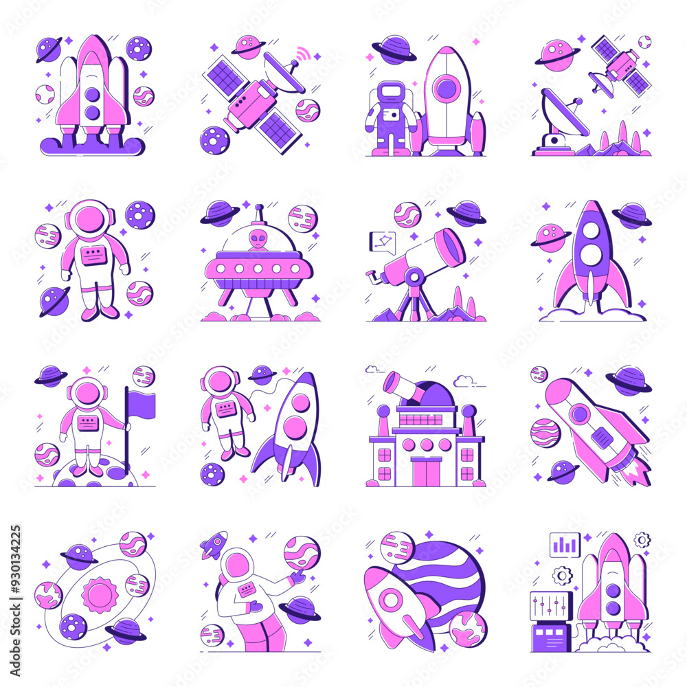 Set of Space Flat Illustrations
Set of Space Flat Illustrations