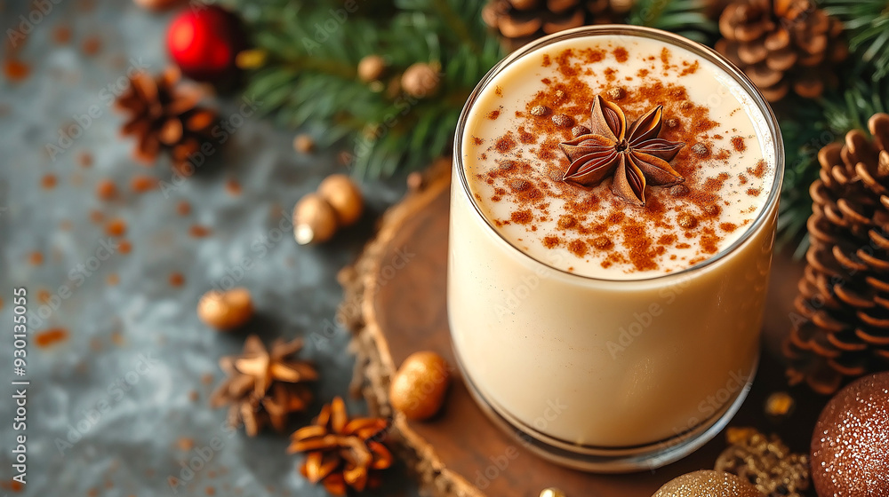 Nutmeg-Spiced Christmas Eggnog with copy space for text or images Nutmeg-Spiced Christmas Eggnog with copy space for text or images