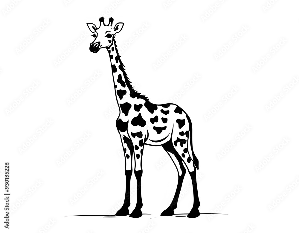 Obraz premium Drawing of a cute giraffe, for coloring for example