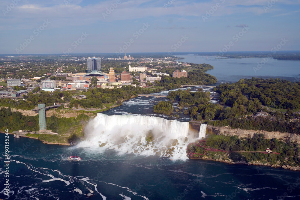 View from the Skylon Tower in Canada to the Niagara Falls View from the Skylon Tower in Canada to the Niagara Falls