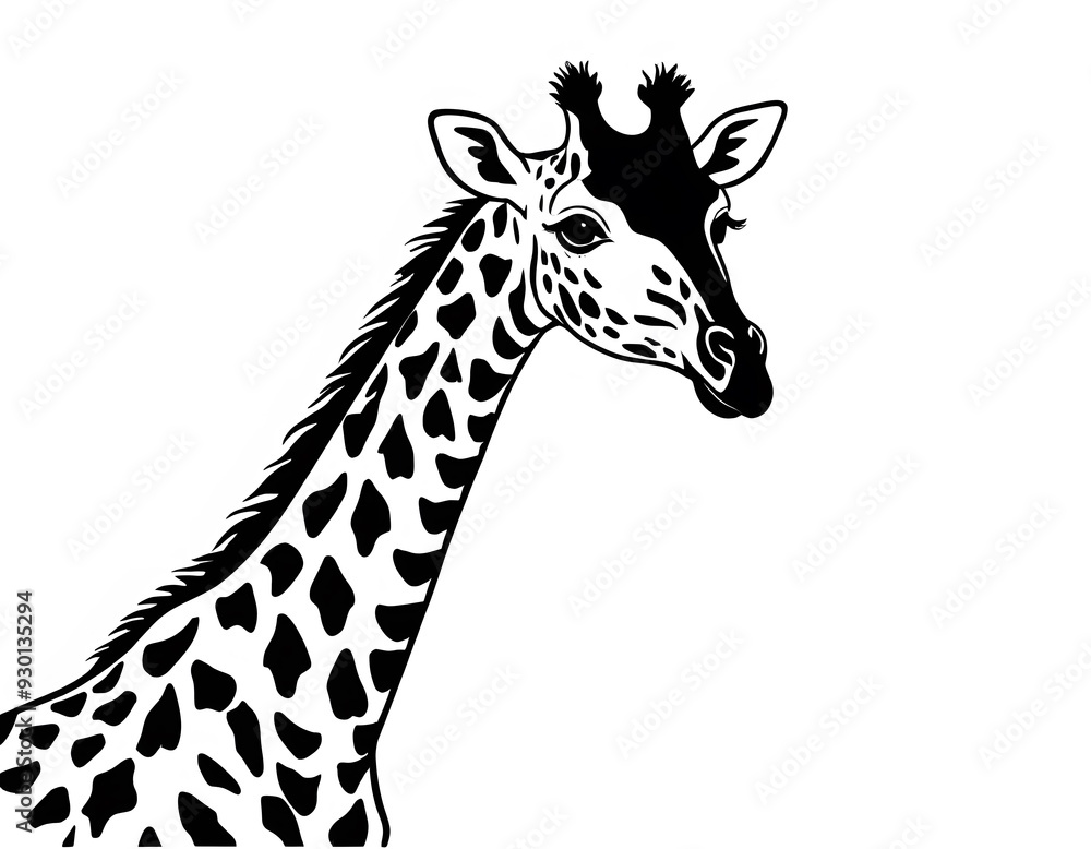 Naklejka premium Drawing of a cute giraffe, for coloring for example