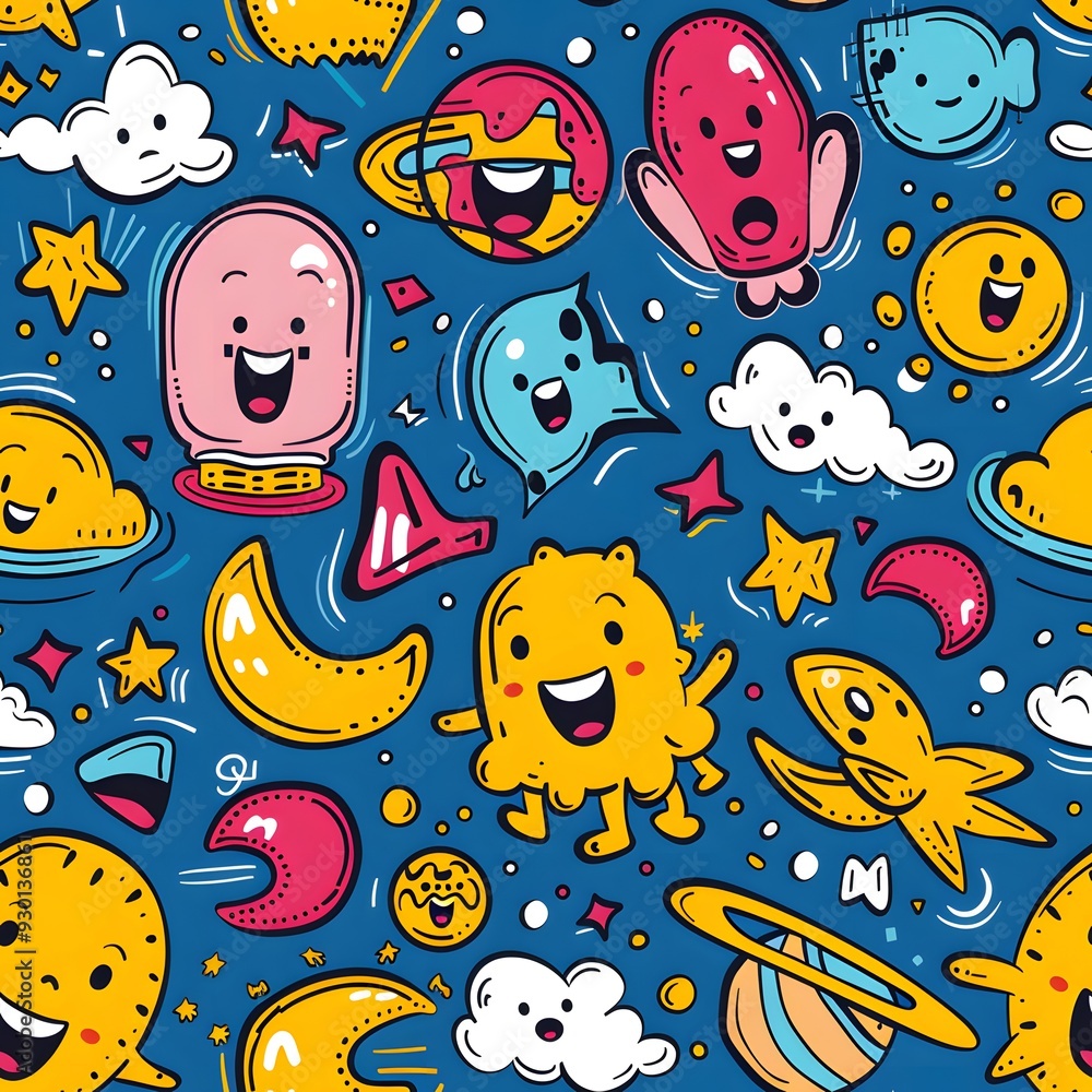 seamless pattern with funny monsters seamless pattern with funny monsters