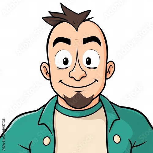 cartoon man with a beard and a green jacket.