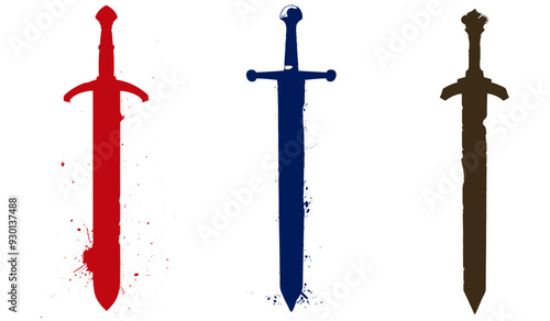 Vector medieval sword silhouettes