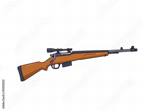 rifle with scope and scope on white background.