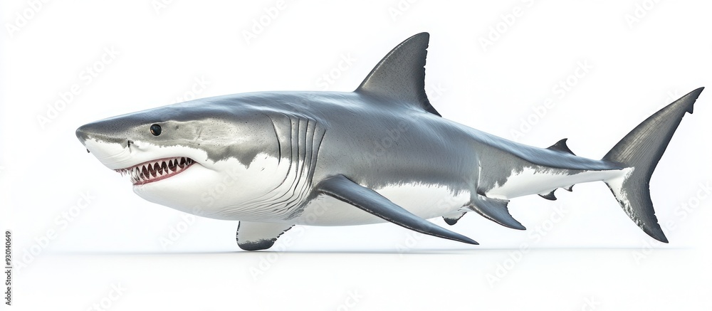 Naklejka premium Great White Shark with Open Mouth