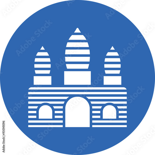 Angkor Wat glyph circle icon