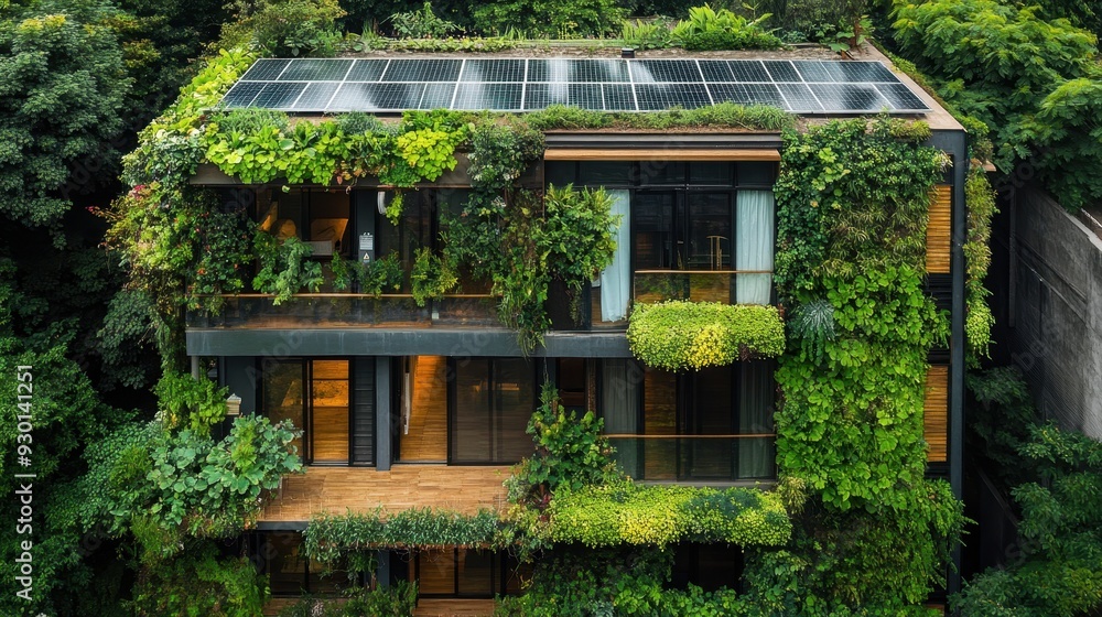 Sustainable Urban Farm: Green Walls and Solar Panels for Eco-Friendly City Living