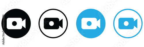 video camera icon set flat style movie sign, screen record symbol vector illustration