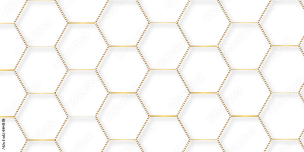 Abstract minimal geometric white and gold light background design. Vector illustration of hexagons pattern. luxury white pattern geometric mesh cell texture. Modern pattern elegant gold line template Abstract minimal geometric white and gold light background design. Vector illustration of hexagons pattern. luxury white pattern geometric mesh cell texture. Modern pattern elegant gold line template