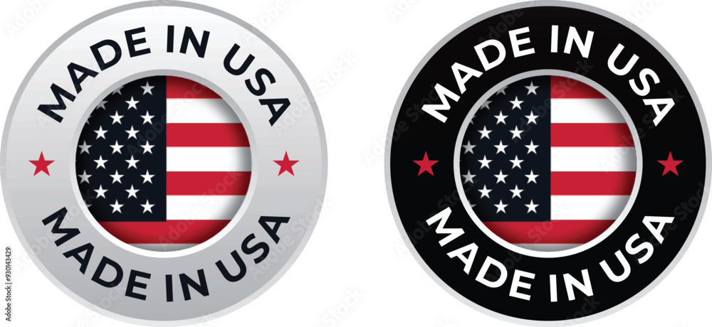 Made in the USA labels icon, made in the USA logo, USA flag , American product emblem, Vector illustration Made in the USA labels icon, made in the USA logo, USA flag , American product emblem, Vector illustration