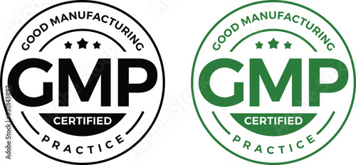 GMP (Good Manufacturing Practice) certified round stamp on white background - Vector