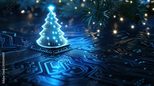 Digital Christmas Tree on Circuit Board