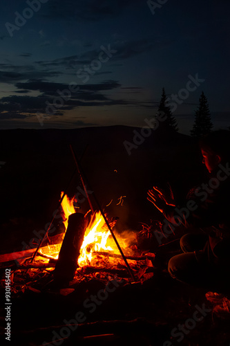 camp fire in the mountains