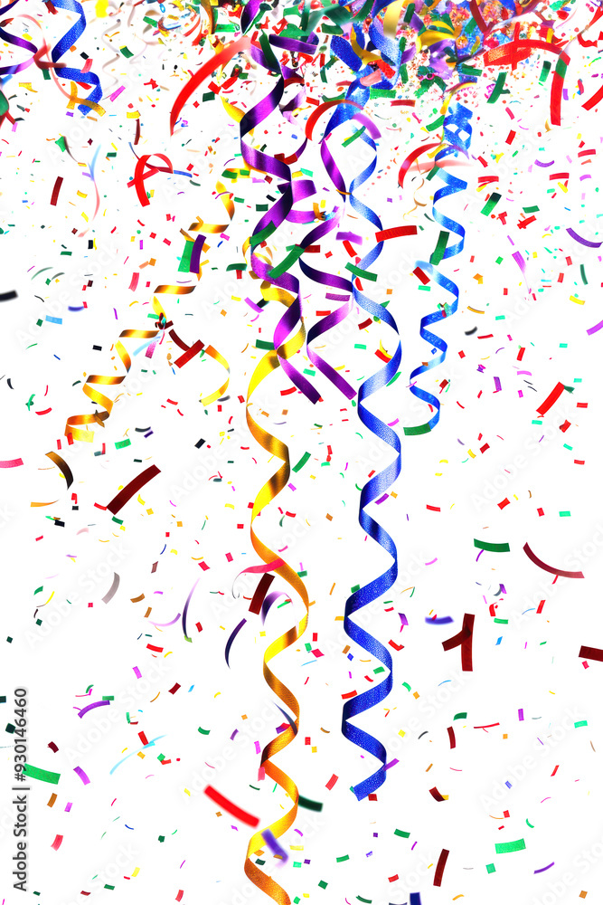 coloured confetti as a white New Year's background. AI generative. coloured confetti as a white New Year's background. AI generative.