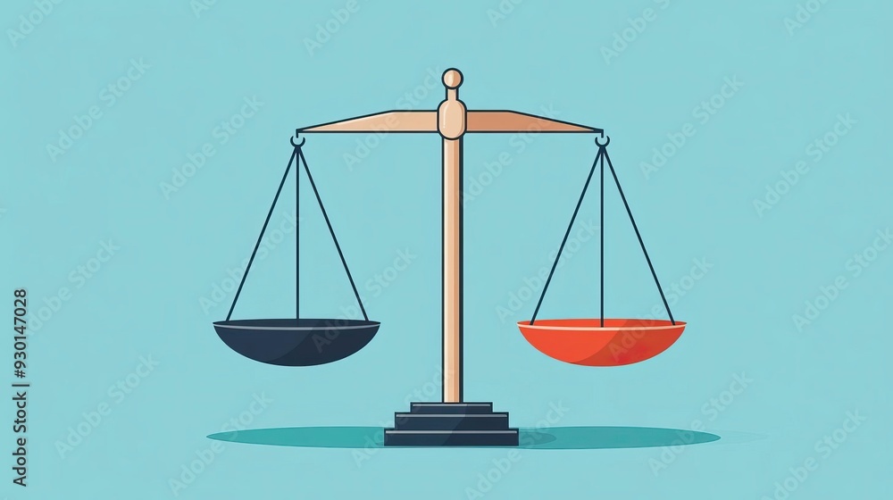 A balanced scale symbolizing justice, fairness, and equality. Ideal for law, ethics, and legal themes in design. A balanced scale symbolizing justice, fairness, and equality. Ideal for law, ethics, and legal themes in design.