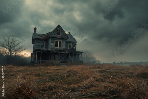 Fototapeta kuchenna Spooky haunted house architecture building outdoors.