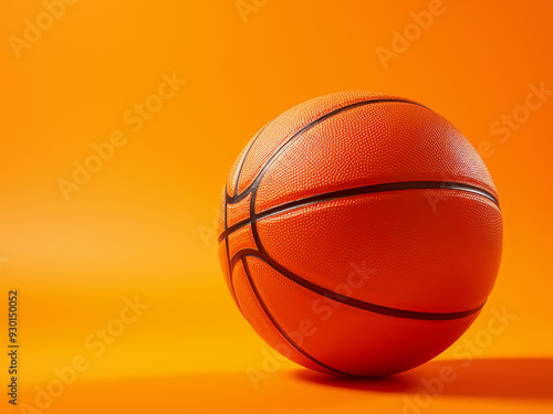 Bright basketball on an orange background, basketball concept