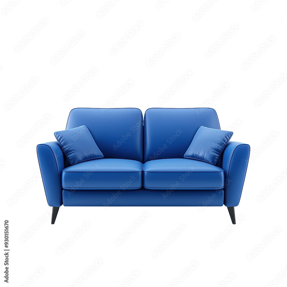 A blue sofa with pillows on it A blue sofa with pillows on it