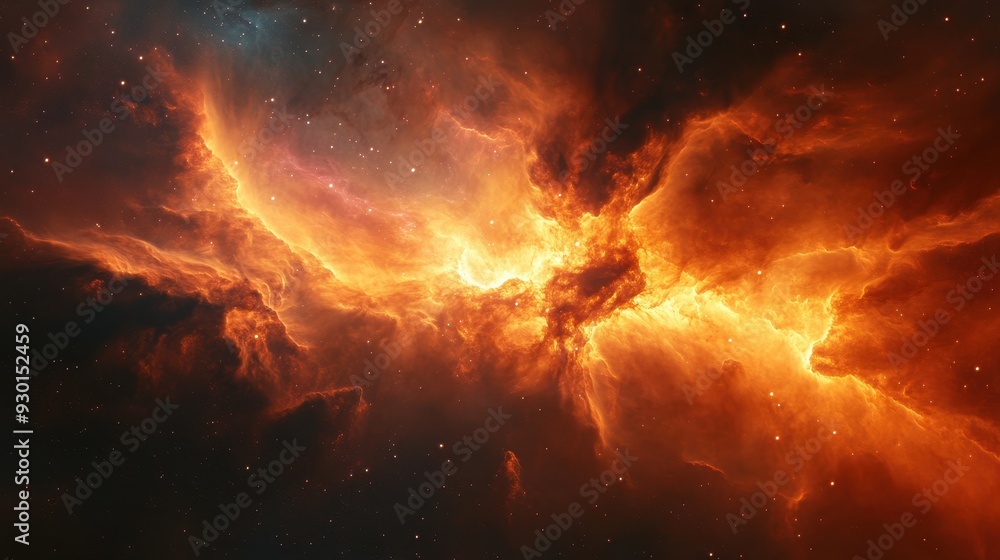 A vibrant cosmic scene showcasing swirling nebulae and stellar formations in space. A vibrant cosmic scene showcasing swirling nebulae and stellar formations in space.