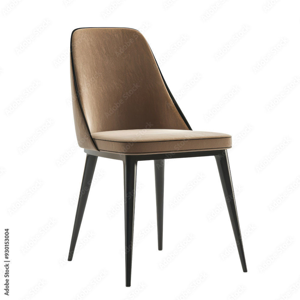 A brown chair with a black frame A brown chair with a black frame