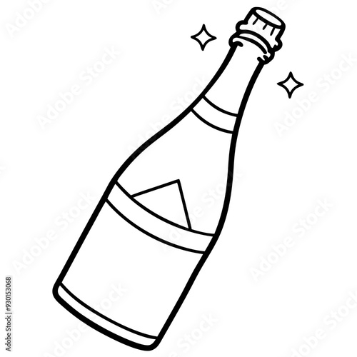 A bottle of champagne art vector illustration