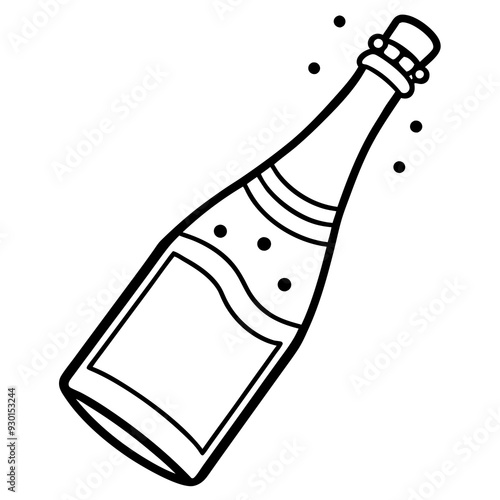 A bottle of champagne art vector illustration